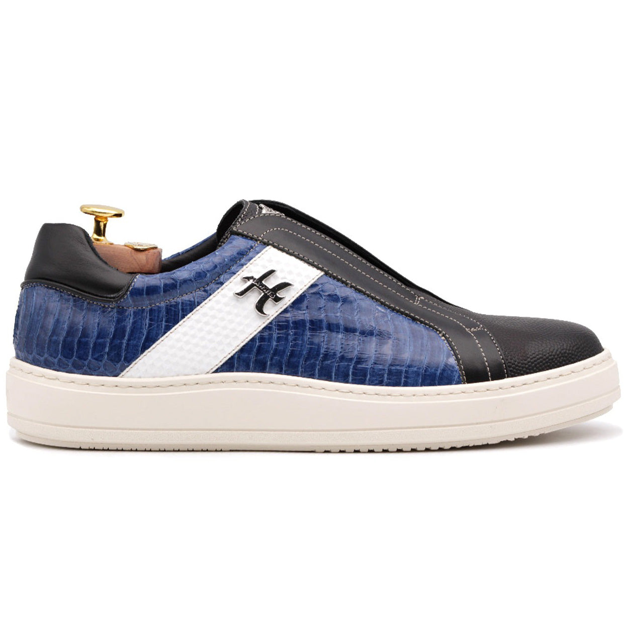 Harris Firenze 1913 Natural Python Leather Sneakers Blue
