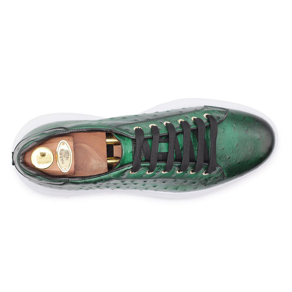 Harris Firenze 1913 Ostrich Print Leather Sneakers Green