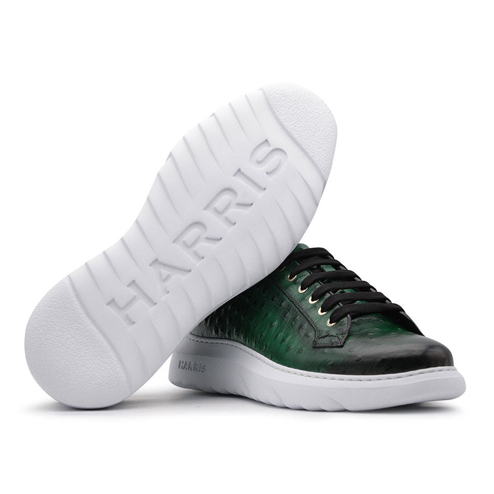 Harris Firenze 1913 Ostrich Print Leather Sneakers Green