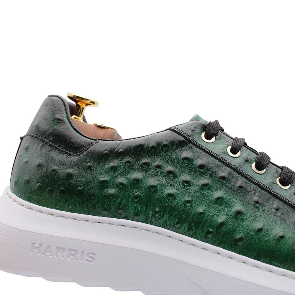 Harris Firenze 1913 Ostrich Print Leather Sneakers Green