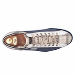 Harris Firenze 1913 Perforated Suede / Tweed Print Leather Sneakers Blue