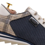 Harris Firenze 1913 Perforated Suede / Tweed Print Leather Sneakers Blue