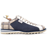 Harris Firenze 1913 Perforated Suede / Tweed Print Leather Sneakers Blue