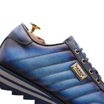 Harris Firenze 1913 Quilted Stitching Leather Sneakers Blue  