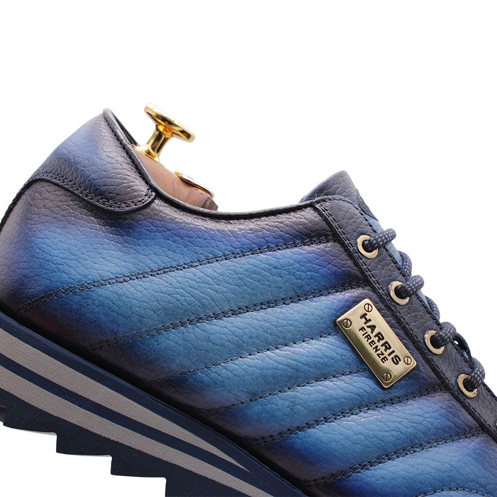 Harris Firenze 1913 Quilted Stitching Leather Sneakers Blue  