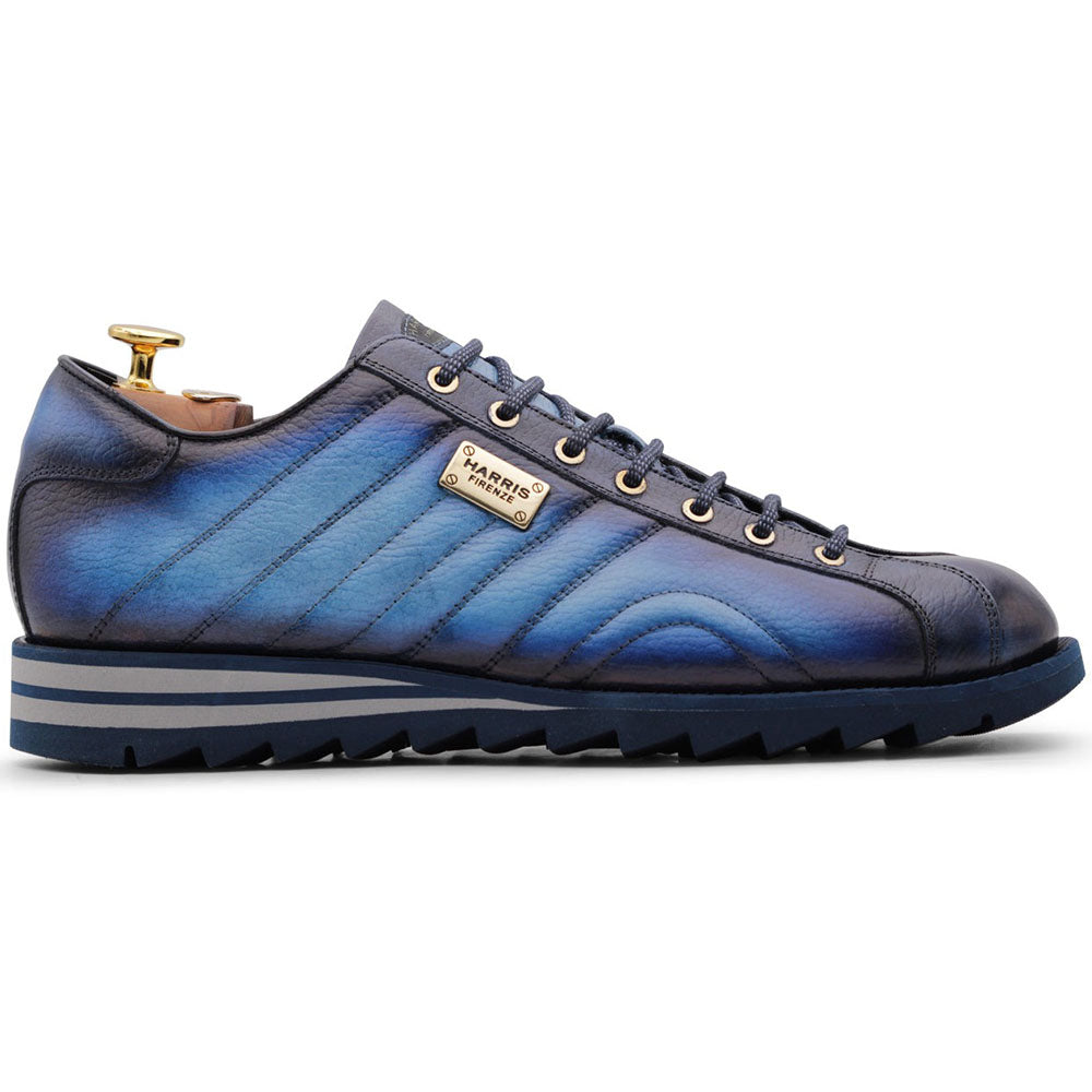 Harris Firenze 1913 Quilted Stitching Leather Sneakers Blue