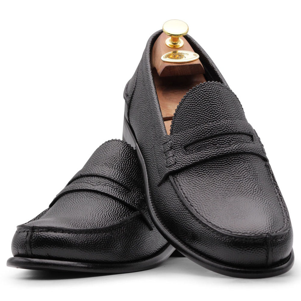 Harris Firenze 1913 Rice Grain Embossed Leather Moccasin Brown 