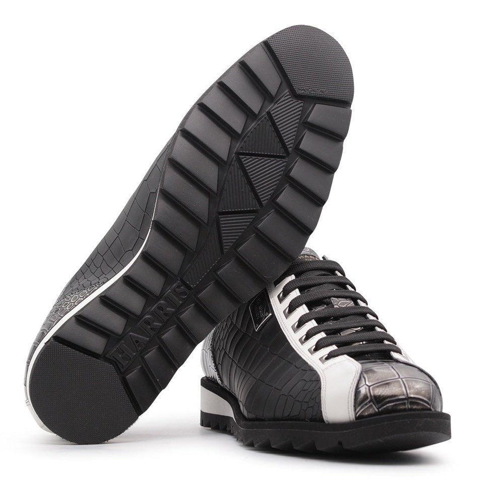 Harris Firenze 1913 Rubberized Crocodile Print Sneakers Black