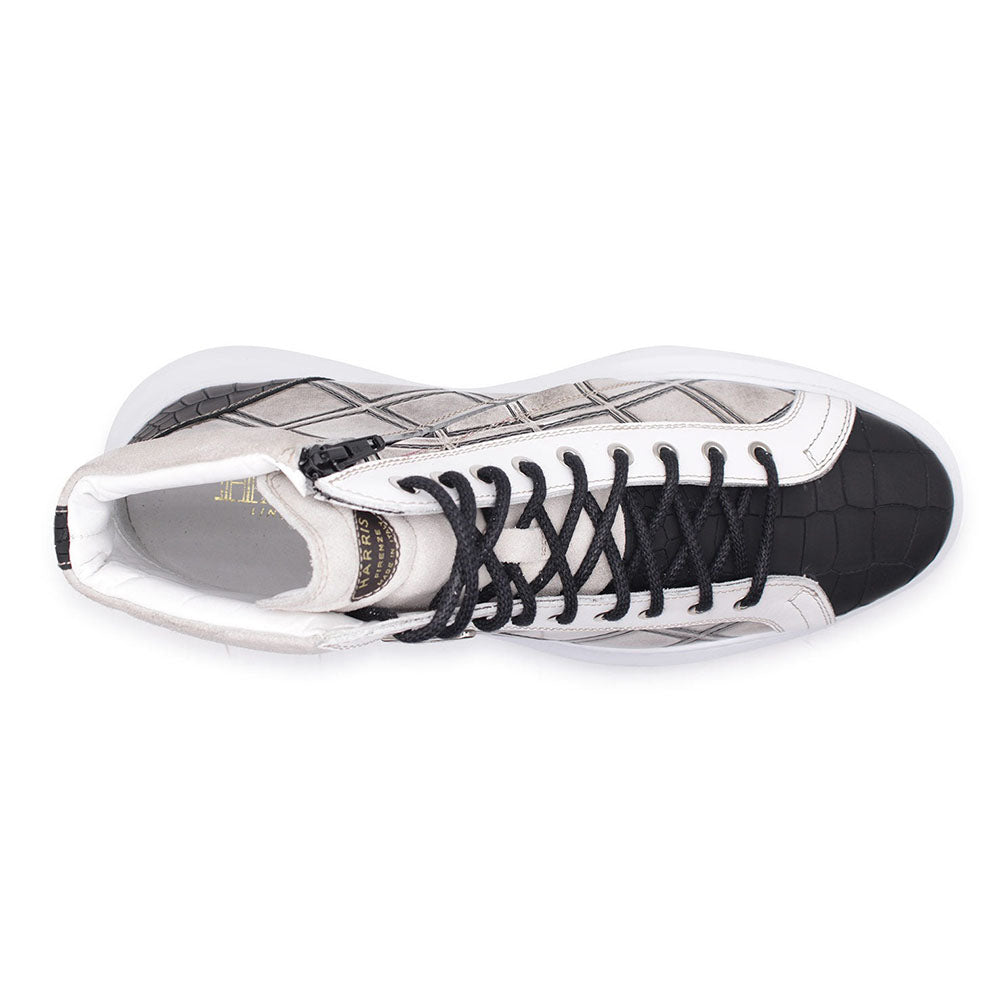 Harris Firenze 1913 Rumble Print Leather Sneakers Grigio