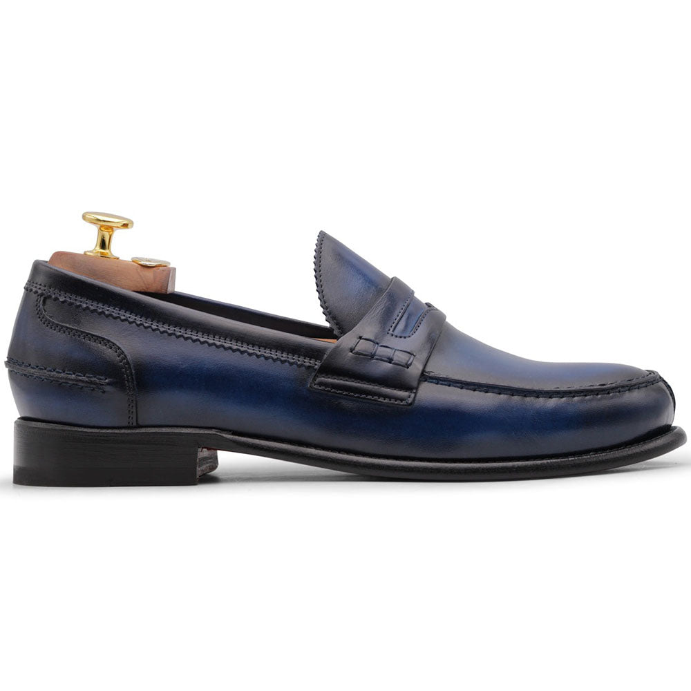 Harris Firenze 1913 Shaded Calf Leather Loafers Blue