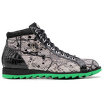 Harris Firenze 1913 Soft Rock Python Leather Hi-Top Sneakers Grey