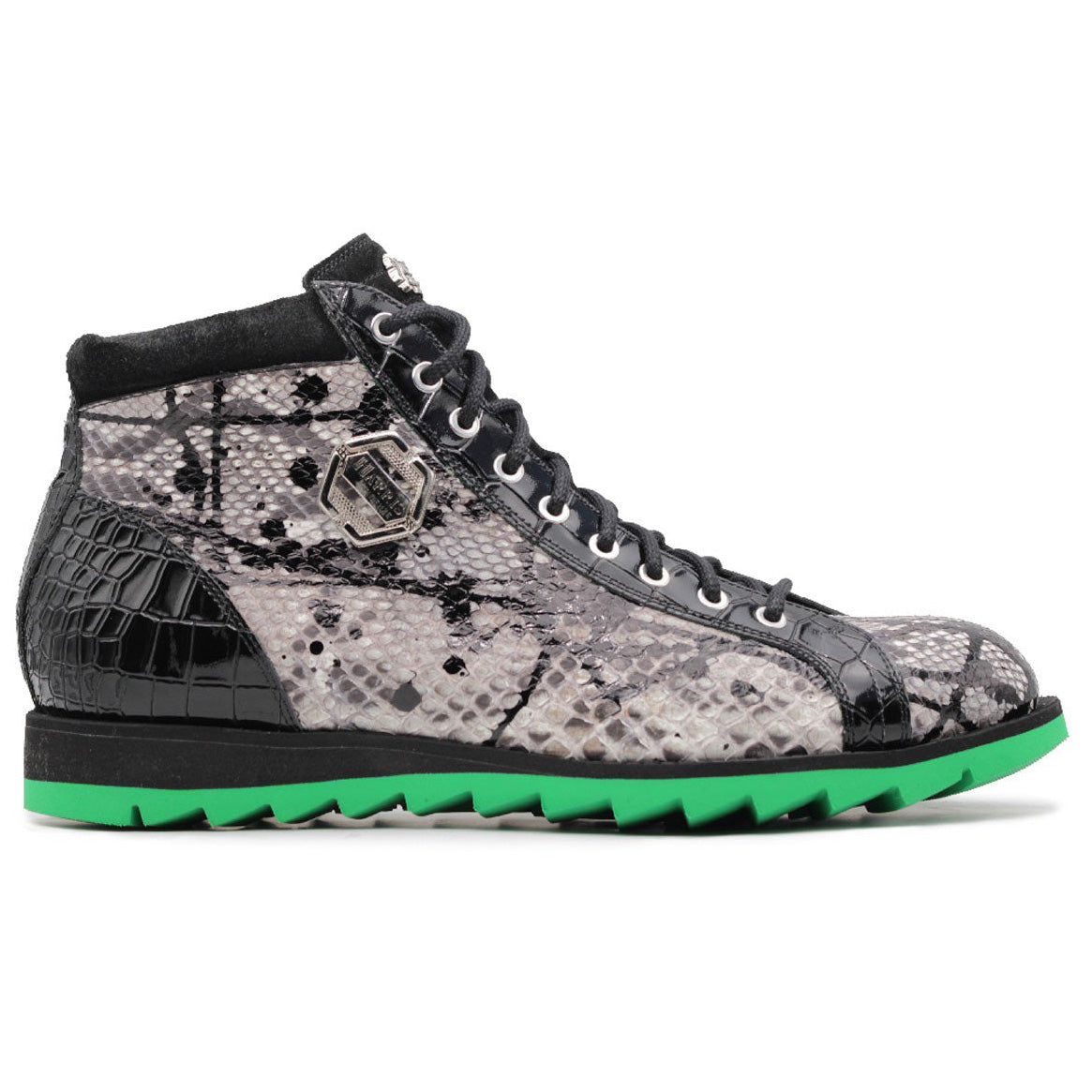 Harris Firenze 1913 Soft Rock Python Leather Hi-Top Sneakers Grey