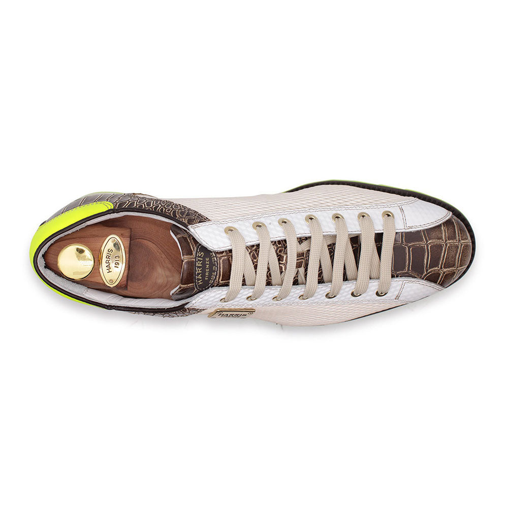 Harris Firenze 1913 Suede / Crocodile Print Sneakers Beige