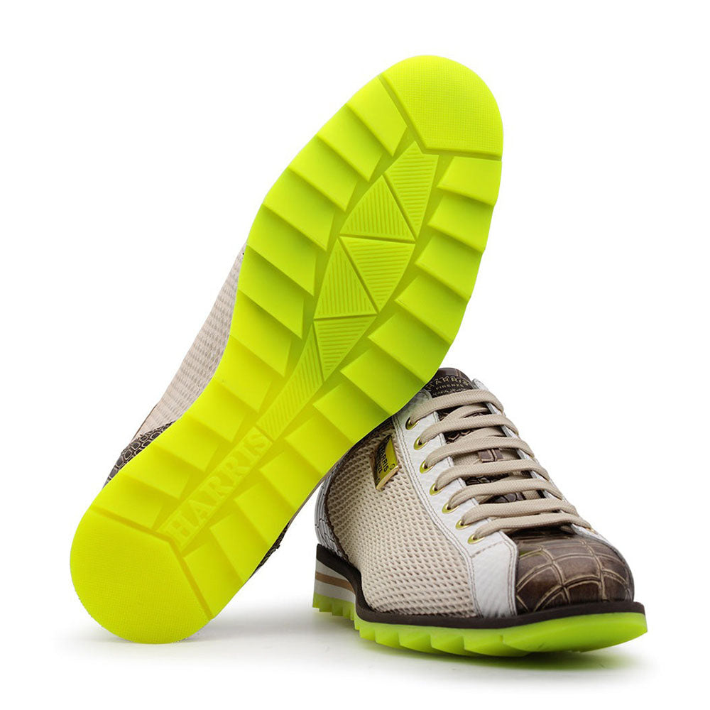 Harris Firenze 1913 Suede / Crocodile Print Sneakers Beige