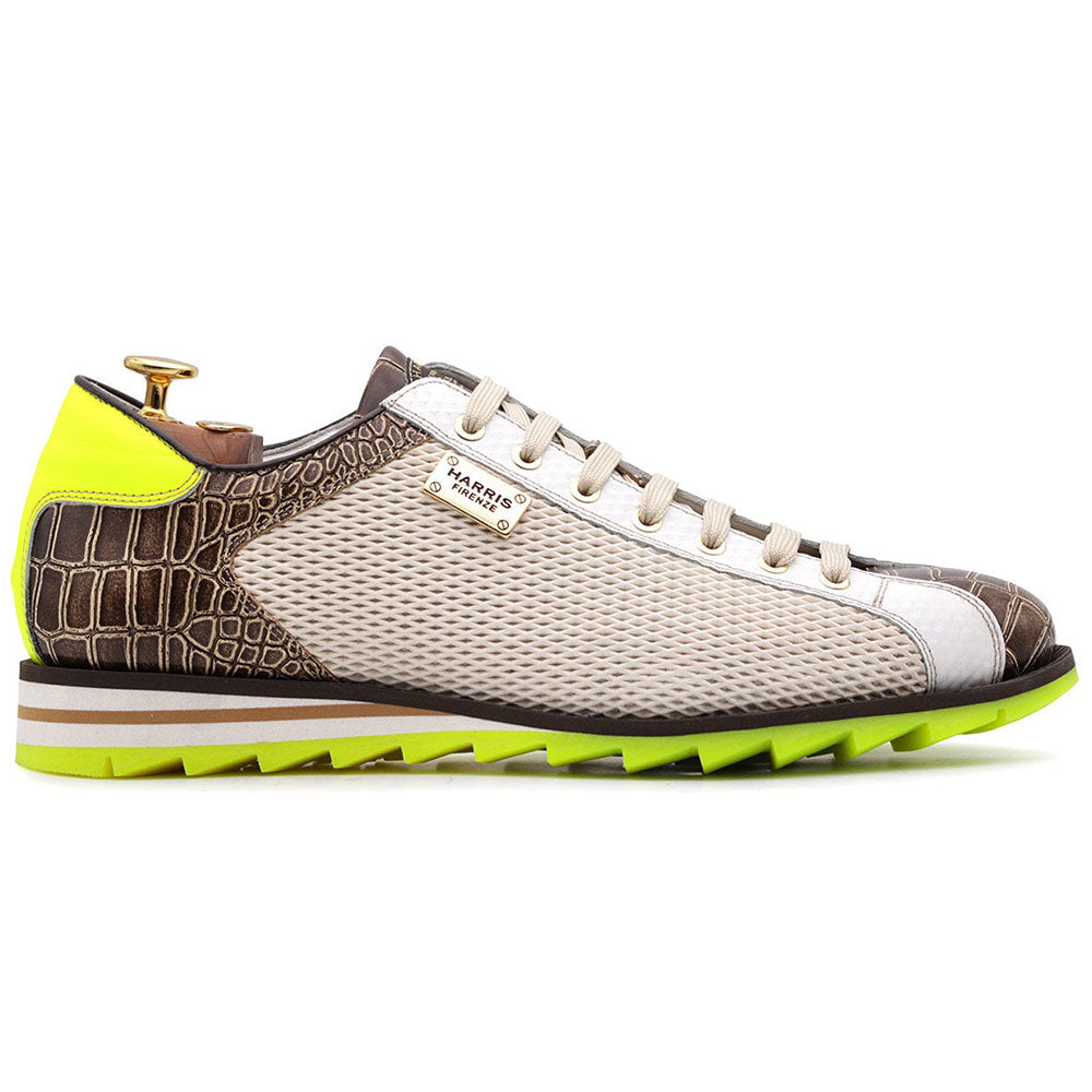 Harris Firenze 1913 Suede / Crocodile Print Sneakers Beige