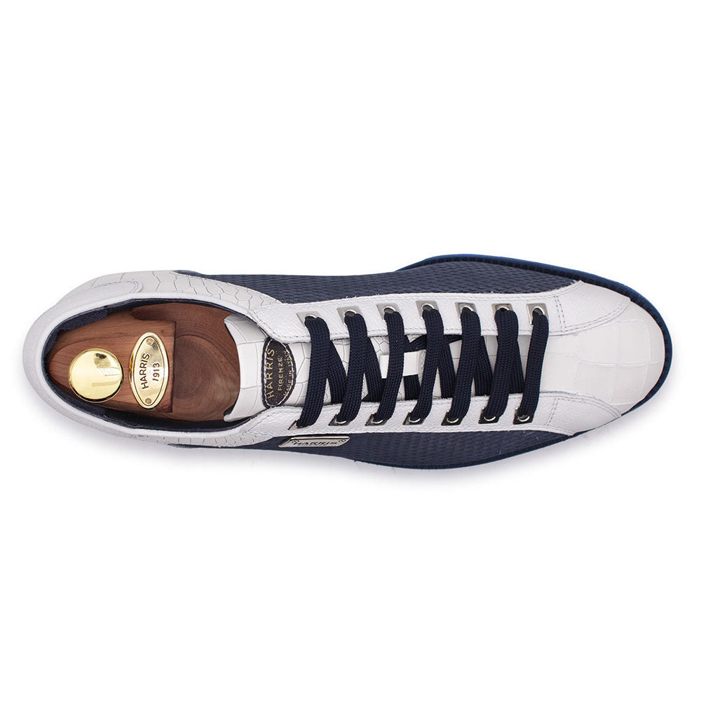 Harris Firenze 1913 Suede / Crocodile Print Sneakers Blue
