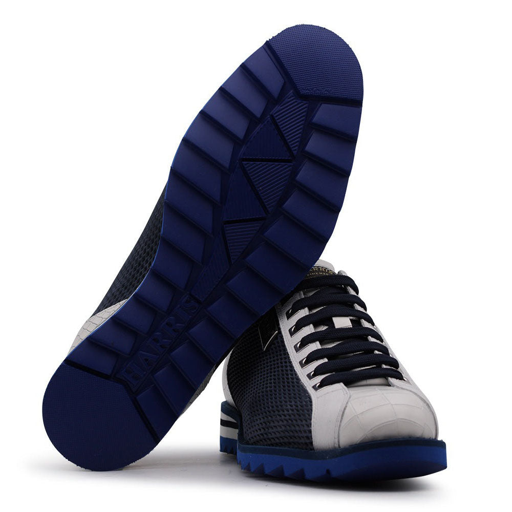 Harris Firenze 1913 Suede / Crocodile Print Sneakers Blue
