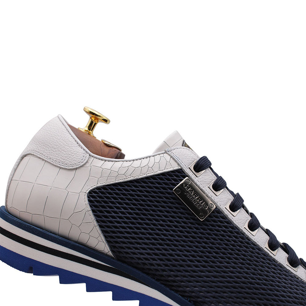 Harris Firenze 1913 Crocodile Print Sneakers Blue