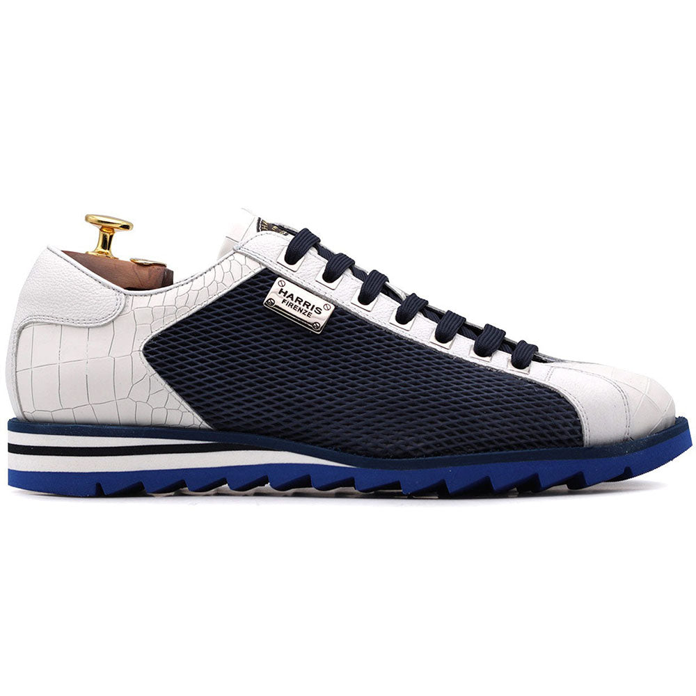 Harris Firenze 1913 Crocodile Print Sneakers Blue