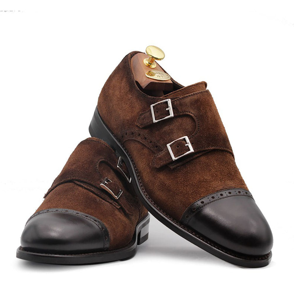 Harris Firenze 1913 Suede Double Buckle Shoes Brown