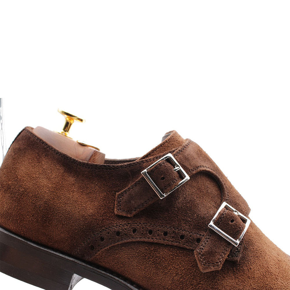 Harris Firenze 1913 Suede Double Buckle Shoes Brown