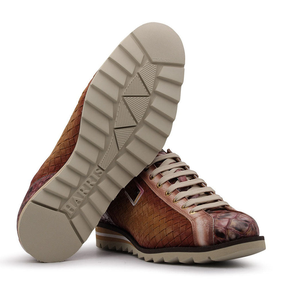 Harris Firenze 1913 Suede / Embossed Iguana Leather Sneakers Brown