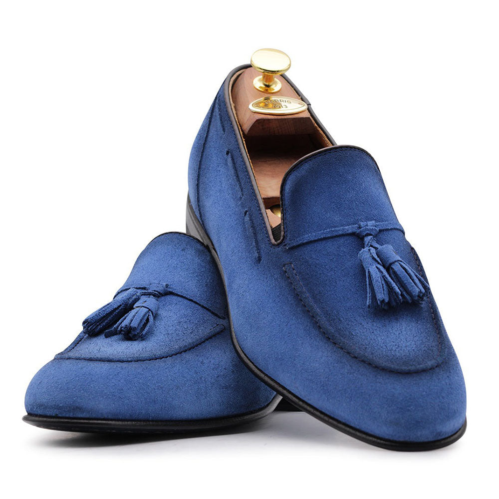 Harris Firenze 1913 Suede Leather Moccasin Sky Blue