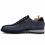 Harris Firenze 1913 Tweed Print Leather Sneakers Blue