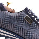 Harris Firenze 1913 Tweed Print Leather Sneakers Blue