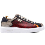 Harris Firenze 1913 Vintage Print Leather Sneakers Bordeaux