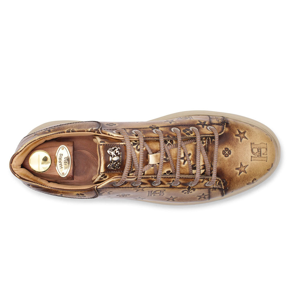 Harris Firenze 1913 Vintage Print Leather Sneakers Brown