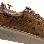 Harris Firenze 1913 Vintage Print Leather Sneakers Brown