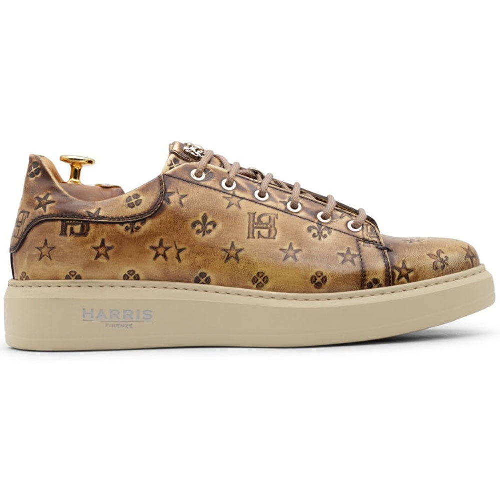 Harris Firenze 1913 Vintage Print Leather Sneakers Brown