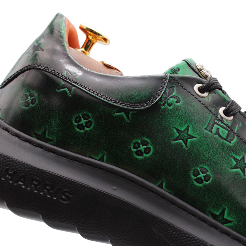 Harris Firenze 1913 Vintage Print Leather Sneakers Green