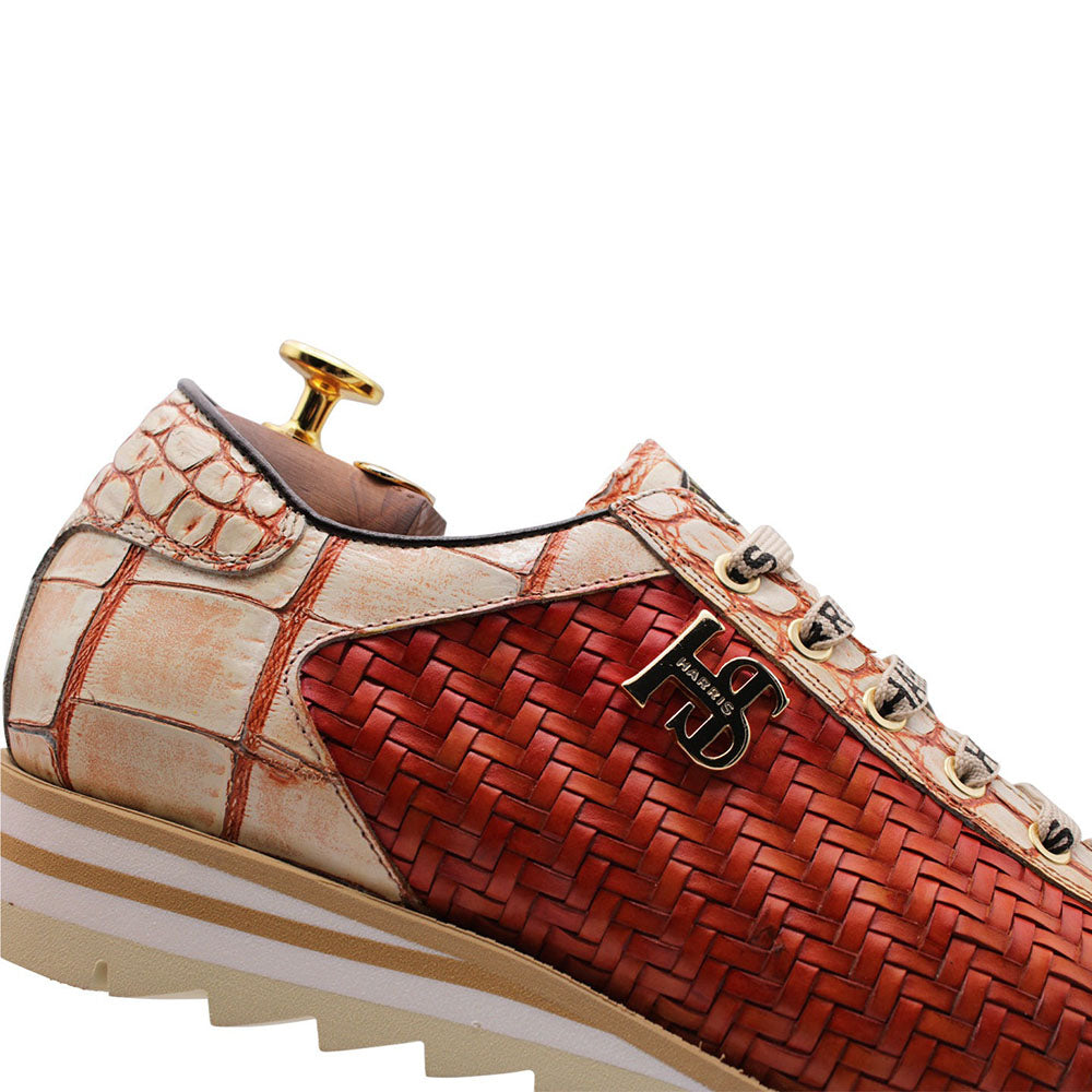 Harris Firenze 1913 Weave Leather Sneakers Orange