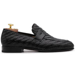 Harris Firenze 1913 Woven Calfskin Loafers Black