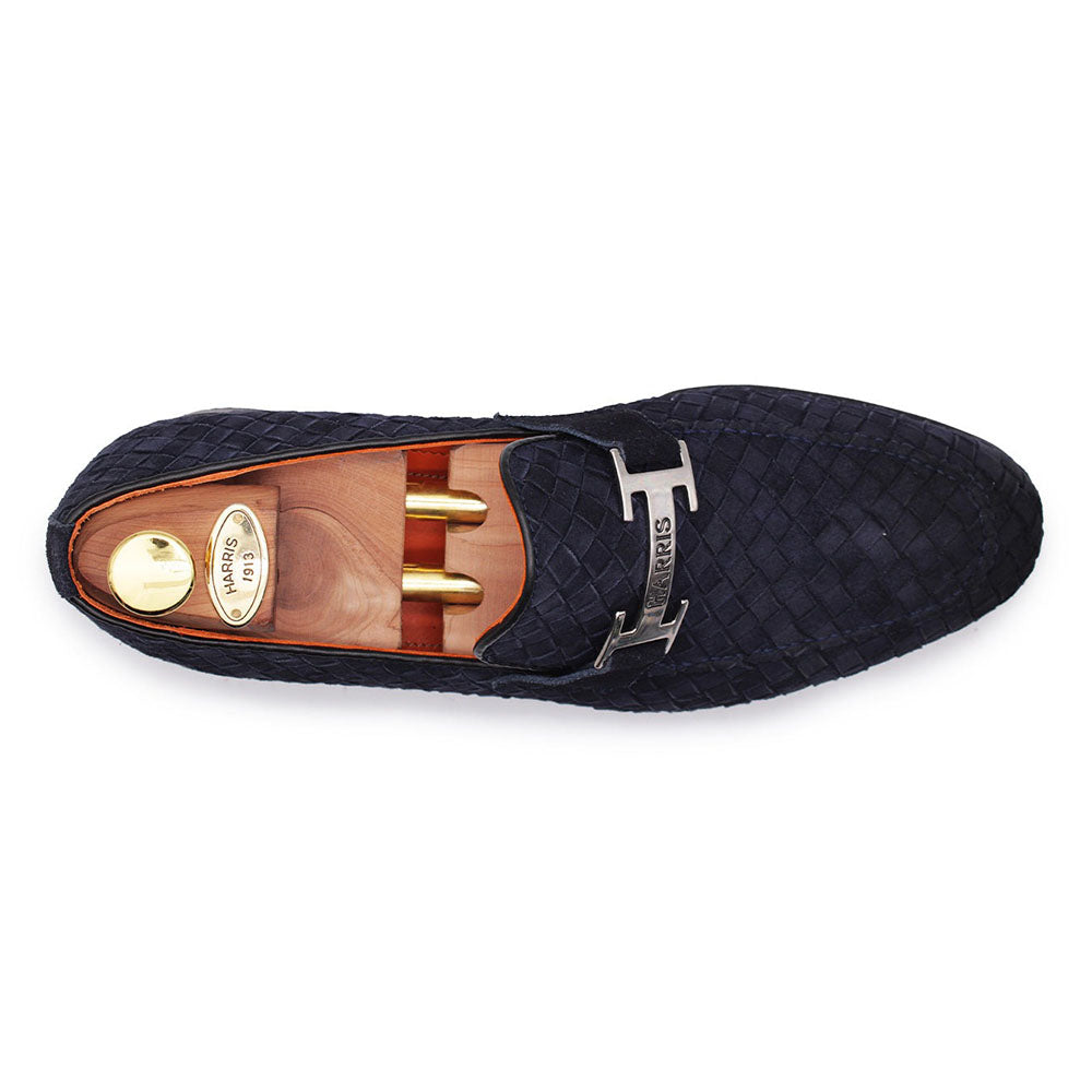 Harris Firenze 1913 Woven Suede Loafers Blue