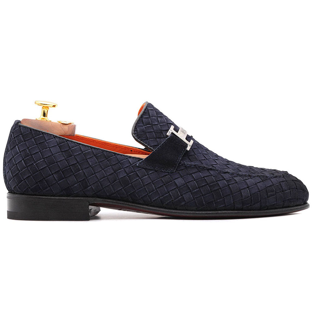 Harris Firenze 1913 Woven Suede Loafers Blue