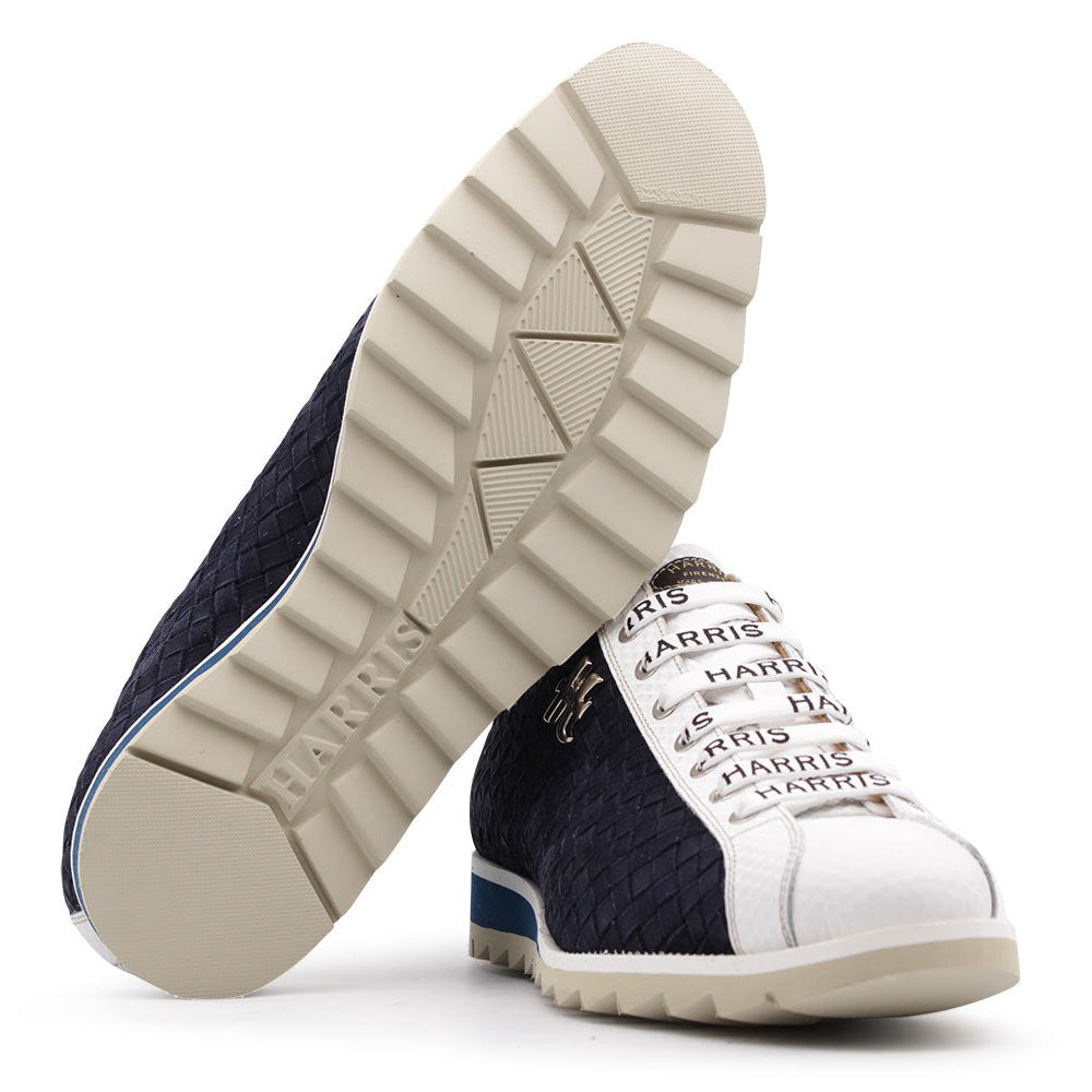 Harris Firenze 1913 Woven Suede Sneakers Blue