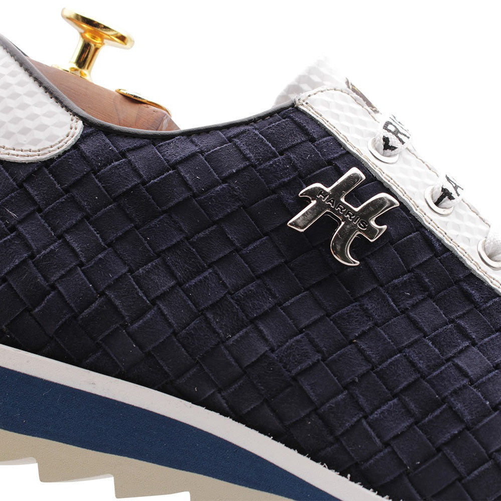 Harris Firenze 1913 Woven Suede Sneakers Blue