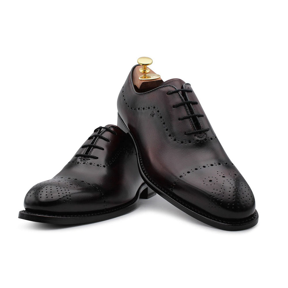 Harris Shoes 1913 Brogue Stringed Leather Shoes Bordeaux
