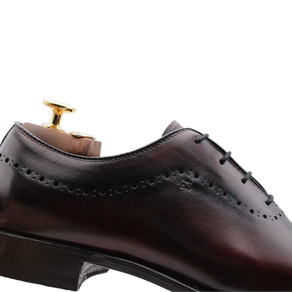 Harris Shoes 1913 Brogue Stringed Leather Shoes Bordeaux
