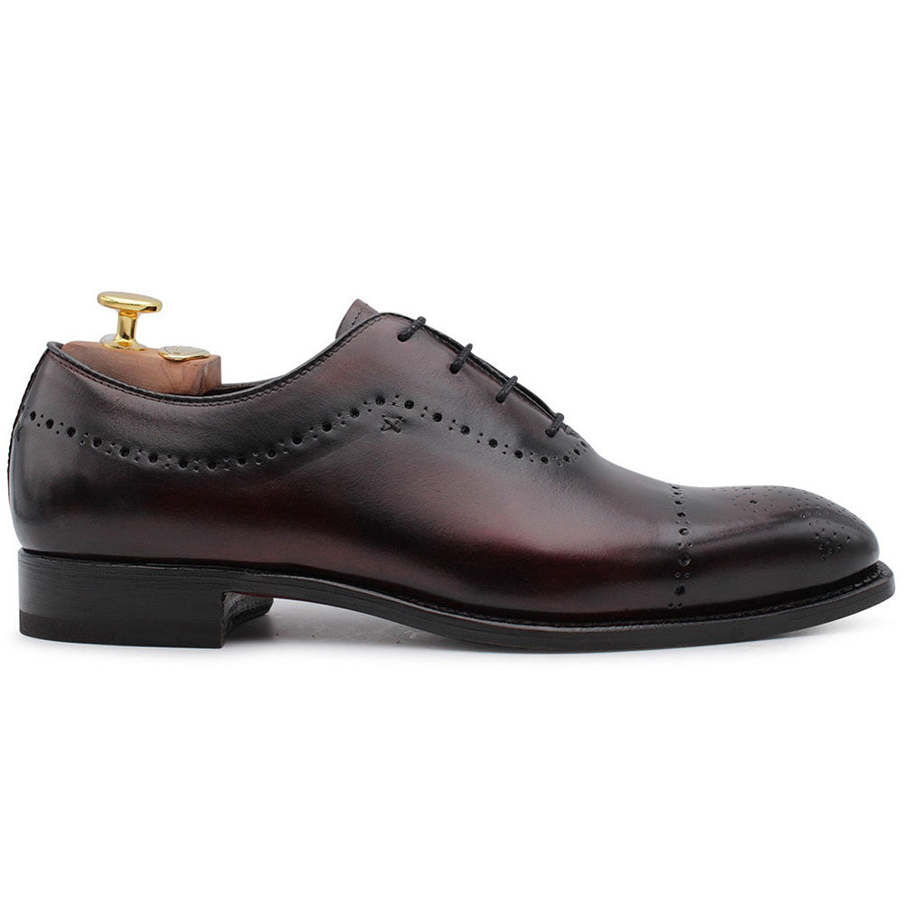 Harris Shoes 1913 Brogue Stringed Leather Shoes Bordeaux
