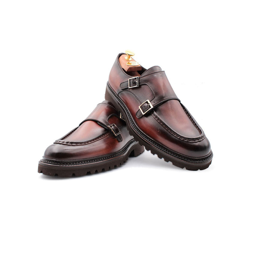 Harris Shoes 1913 Calfskin Double Buckle Shoes Marrone
