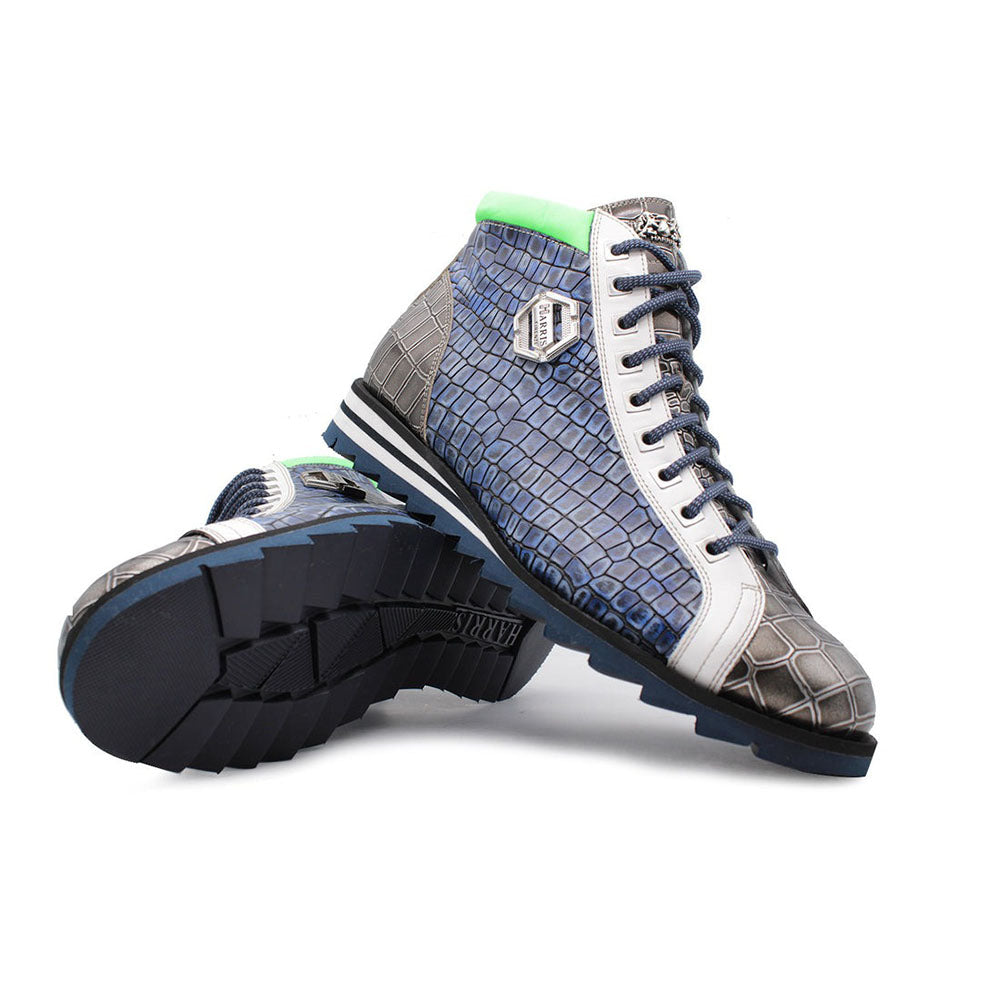 Harris Shoes 1913 Calfskin Leather Boots Blue