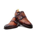 Harris Shoes 1913 Calfskin Leather Buckle Shoes Brown