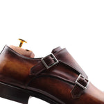 Harris Shoes 1913 Calfskin Leather Buckle Shoes Brown