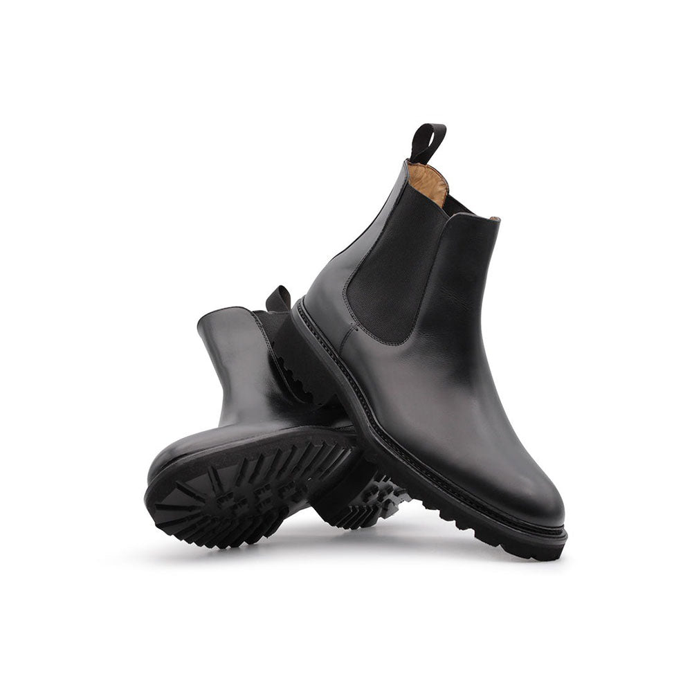 Harris Shoes 1913 Calfskin Leather Chelsea Boots Black