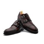 Harris Shoes 1913 Calfskin Leather Double Buckle Shoes Brown