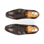 Harris Shoes 1913 Calfskin Leather Double Buckle Shoes Dark Brown